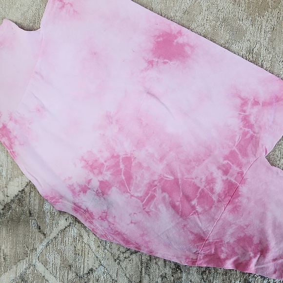 Light Pink Tie Dye Cotton T-Shirt, Short Waisted/cutoff, Size Large, NWT - Picture 4 of 4